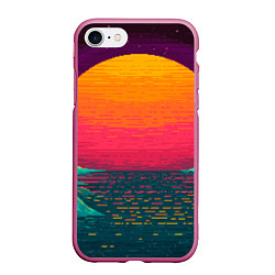 Чехол iPhone 7/8 матовый Синтовый закат, цвет: 3D-малиновый