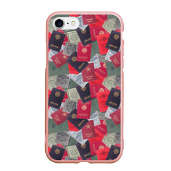 Чехол iPhone 7/8 матовый Документы Советского Союза, цвет: 3D-светло-розовый
