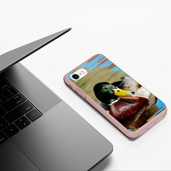Чехол iPhone 7/8 матовый Утка Кряква - селезень, цвет: 3D-светло-розовый — фото 2
