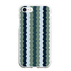 Чехол iPhone 7/8 матовый Широкие полосы тёмно-зелёный, цвет: 3D-белый