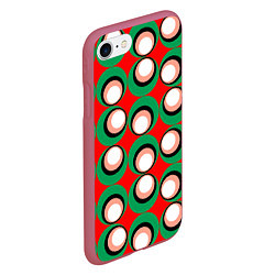 Чехол iPhone 7/8 матовый Орнамент из контрастных кругов, цвет: 3D-малиновый — фото 2