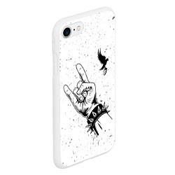 Чехол iPhone 7/8 матовый Hollywood Undead и рок символ, цвет: 3D-белый — фото 2