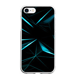 Чехол iPhone 7/8 матовый Light blue hexagon, цвет: 3D-белый