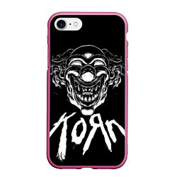 Чехол iPhone 7/8 матовый KoЯn - clown face, цвет: 3D-малиновый