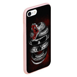 Чехол iPhone 7/8 матовый Snake skull, цвет: 3D-светло-розовый — фото 2