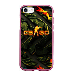 Чехол iPhone 7/8 матовый CS GO green texture, цвет: 3D-малиновый