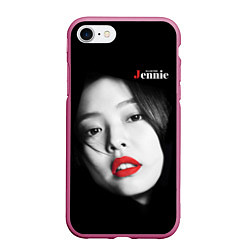 Чехол iPhone 7/8 матовый Blackpink Jennie Red lips, цвет: 3D-малиновый