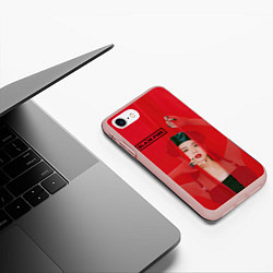 Чехол iPhone 7/8 матовый Blackpink red background, цвет: 3D-светло-розовый — фото 2