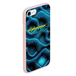 Чехол iPhone 7/8 матовый Cyberpunk 2077 phantom liberty blue abstract, цвет: 3D-светло-розовый — фото 2