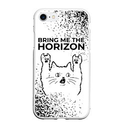 Чехол iPhone 7/8 матовый Bring Me the Horizon рок кот на светлом фоне, цвет: 3D-белый