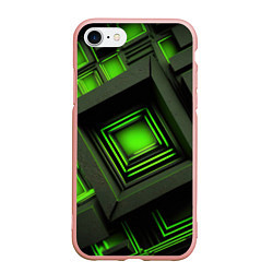 Чехол iPhone 7/8 матовый Неоновые зелёные блоки, цвет: 3D-светло-розовый