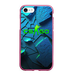 Чехол iPhone 7/8 матовый CS GO blue green style, цвет: 3D-малиновый
