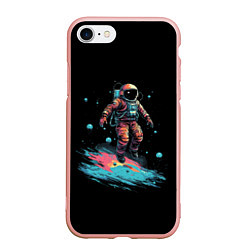 Чехол iPhone 7/8 матовый Летящий космонавт, цвет: 3D-светло-розовый