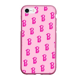 Чехол iPhone 7/8 матовый Барби паттерн буква B, цвет: 3D-малиновый