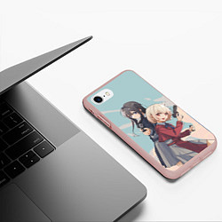 Чехол iPhone 7/8 матовый Takina Inoue and Chisato Nishikigi - Lycoris Recoi, цвет: 3D-светло-розовый — фото 2