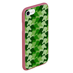 Чехол iPhone 7/8 матовый Лошади, Единороги - камуфляж, цвет: 3D-малиновый — фото 2