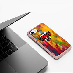 Чехол iPhone 7/8 матовый Brawl Stars Logo Color, цвет: 3D-светло-розовый — фото 2