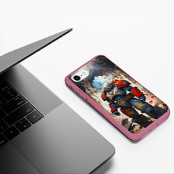 Чехол iPhone 7/8 матовый Космодесант - Warhammer 40k, цвет: 3D-малиновый — фото 2