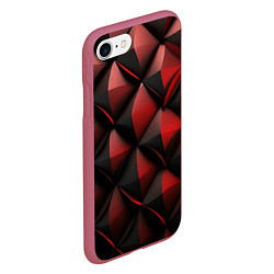 Чехол iPhone 7/8 матовый Объемная текстура красная кожа, цвет: 3D-малиновый — фото 2