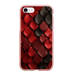 Чехол iPhone 7/8 матовый Кожаная красно черная текстура, цвет: 3D-светло-розовый
