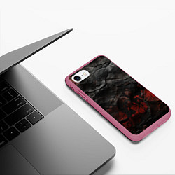 Чехол iPhone 7/8 матовый Текстура из кожи, цвет: 3D-малиновый — фото 2