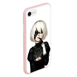 Чехол iPhone 7/8 матовый Nier: Automata - 2B Кибергражданка, цвет: 3D-светло-розовый — фото 2