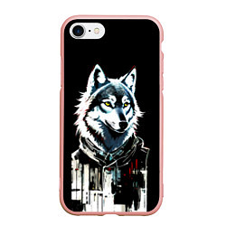 Чехол iPhone 7/8 матовый Волк - графика, цвет: 3D-светло-розовый