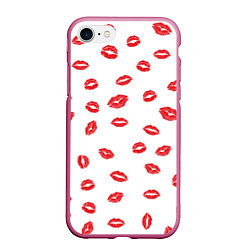 Чехол iPhone 7/8 матовый Kiss, цвет: 3D-малиновый