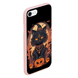 Чехол iPhone 7/8 матовый Черный кот в хеллоуине, цвет: 3D-светло-розовый — фото 2