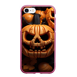 Чехол iPhone 7/8 матовый Pumpkin Halloween, цвет: 3D-малиновый