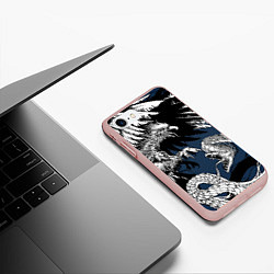 Чехол iPhone 7/8 матовый Орёл против змеи, цвет: 3D-светло-розовый — фото 2