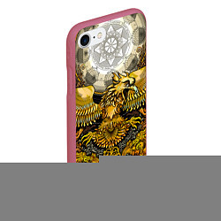 Чехол iPhone 7/8 матовый Золотой орёл - славянский орнамент, цвет: 3D-малиновый — фото 2