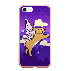 Чехол iPhone 7/8 матовый Лунный кролик с крыльями, цвет: 3D-светло-розовый