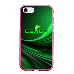 Чехол iPhone 7/8 матовый CS GO green abstract, цвет: 3D-малиновый