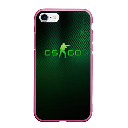Чехол iPhone 7/8 матовый CSGO green logo, цвет: 3D-малиновый