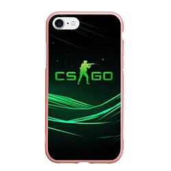 Чехол iPhone 7/8 матовый CS GO green logo, цвет: 3D-светло-розовый