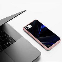 Чехол iPhone 7/8 матовый Black blue background, цвет: 3D-светло-розовый — фото 2