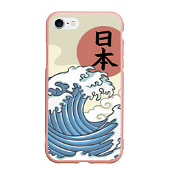 Чехол iPhone 7/8 матовый Япония море, цвет: 3D-светло-розовый