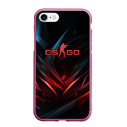 Чехол iPhone 7/8 матовый CS GO dark red black, цвет: 3D-малиновый