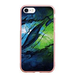 Чехол iPhone 7/8 матовый Green blue abstract, цвет: 3D-светло-розовый