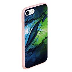 Чехол iPhone 7/8 матовый Green blue abstract, цвет: 3D-светло-розовый — фото 2