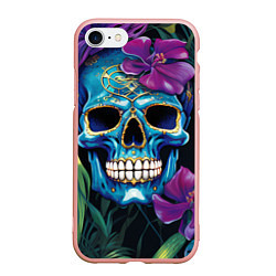 Чехол iPhone 7/8 матовый Череп в джунглях, цвет: 3D-светло-розовый