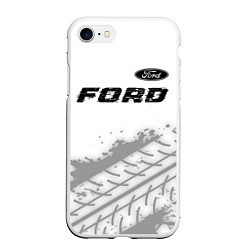 Чехол iPhone 7/8 матовый Ford speed на светлом фоне со следами шин: символ