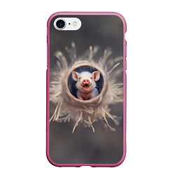 Чехол iPhone 7/8 матовый Мордочка забавного поросёнка, цвет: 3D-малиновый