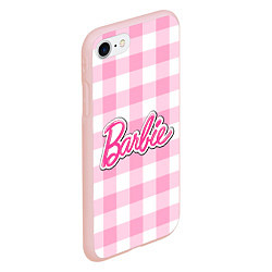 Чехол iPhone 7/8 матовый Барби лого розовая клетка, цвет: 3D-светло-розовый — фото 2