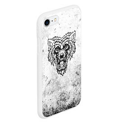 Чехол iPhone 7/8 матовый Черно-белый злой волк, цвет: 3D-белый — фото 2