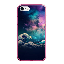 Чехол iPhone 7/8 матовый Космическая Большая волна в Канагаве, цвет: 3D-малиновый