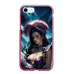 Чехол iPhone 7/8 матовый Девушка фэнтази с фиолетовыми волосами, цвет: 3D-малиновый