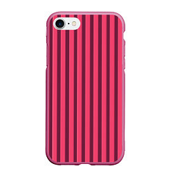 Чехол iPhone 7/8 матовый Полосатый тёмно-розовый