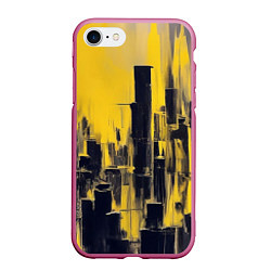 Чехол iPhone 7/8 матовый Большой нарисованный город, цвет: 3D-малиновый